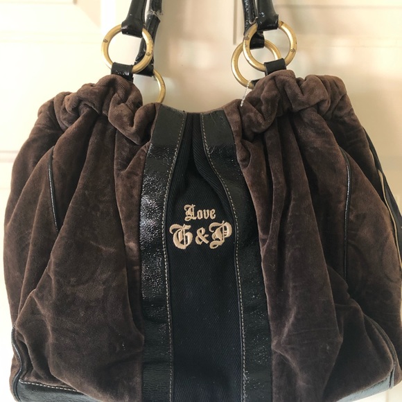 Juicy Couture Handbags - Velour Juicy Couture Y2K Large Brown Shoulder Bag Tote